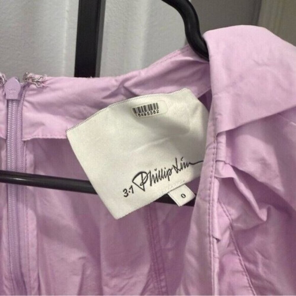 3.1 Phillip Lim Puff Sleeve Side Tie Poplin Flare Dress Midi Length Purple Read• - Picture 4 of 9